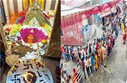 Una: चिंतपूर्णी मंदिर में 15,000 से अधिक श्रद्धालुओं ने किए पावन पिंडी के दर्शन